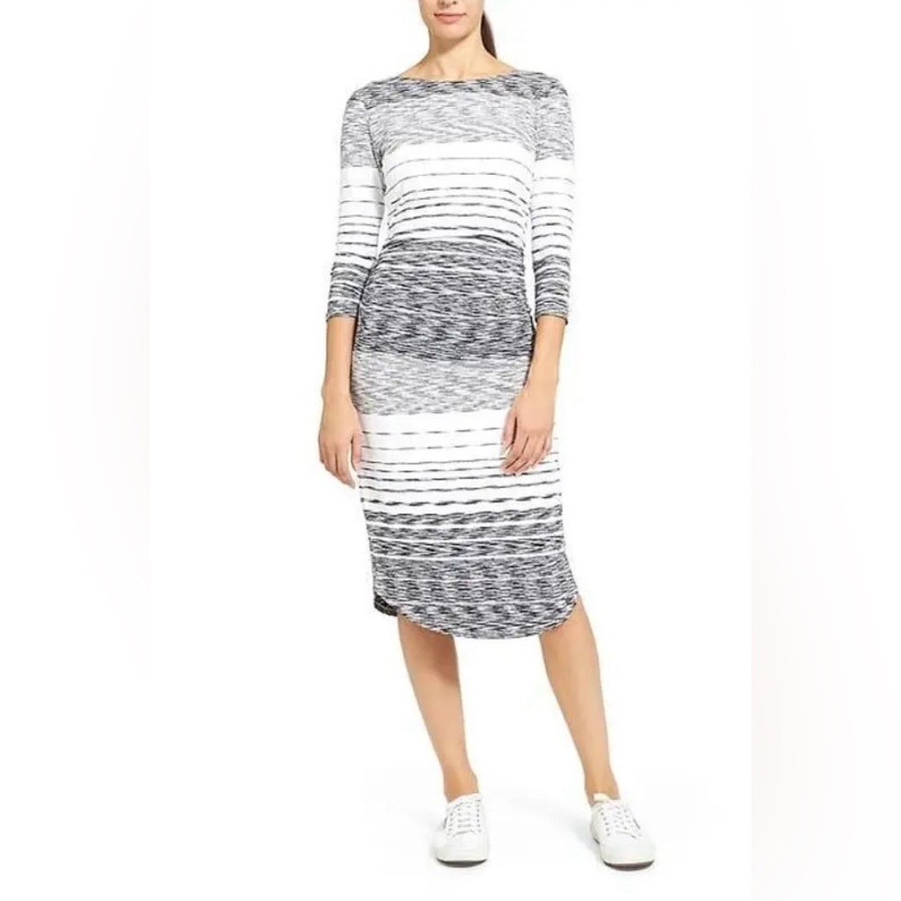 NWT Athleta Stripe Scoop Ruched Dress Size Medium